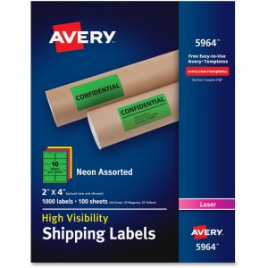 Avery 5964 High-Visibility Neon Shipping Labels