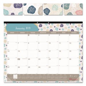 Brownline REDC194113 Monthly Deskpad Calendar, Chipboard, Begonia, 22 x 17, 2018