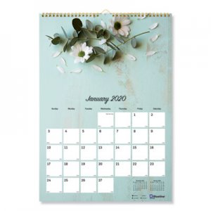Blueline REDC173122 One Month Per Page Twin Wirebound Wall Calendar, Geometric, 12 x 17, 2018