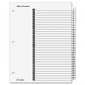 Cardinal 60113CB OneStep Printable Table of Contents Dividers
