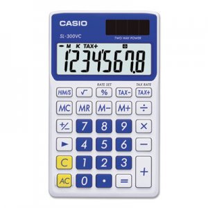 Casio CSOSL300VCBE SL-300SVCBE Handheld Calculator, 8-Digit LCD, Blue