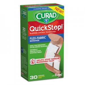 Curad CUR5245 QuickStop Flex Fabric Bandages, Assorted, 30/Box