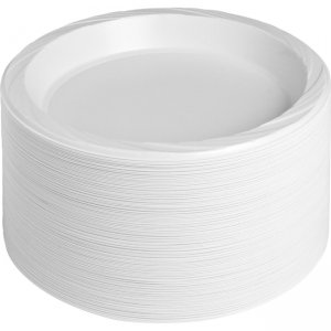 Genuine Joe 10329CT Reusable Plastic White Plates