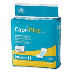 Medline MIIBCPE02CT Capri Plus Bladder Control Pads, Extra Plus, 6.5" x 13.5", 28/Pack, 6/Carton