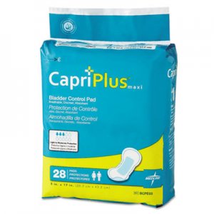 Medline MIIBCPE03CT Capri Plus Bladder Control Pads, Ultra Plus, 8" x 17", 28/Pack, 6/Carton