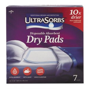 Medline MIIDRY2336RET7 Ultrasorbs Disposable Dry Pads, 23" x 35", Blue, 7/Box