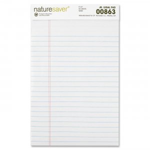 Nature Saver 00863 100% Recy. White Jr. Rule Legal Pads