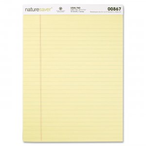 Nature Saver 00867 100% Recycled Canary Legal Ruled Pads