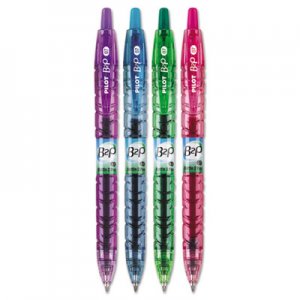 Pilot PIL36620 B2P Bottle-2-Pen Colors Recycled Retractable Gel Ink Pen, Assorted, .7mm, 4/Pack