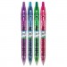 Pilot PIL36620 B2P Bottle-2-Pen Colors Recycled Retractable Gel Ink Pen, Assorted, .7mm, 4/Pack
