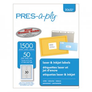 PRES-a-ply AVE30632 Labels, 0.66 x 3.44, White, 30/Sheet, 50 Sheets/Box