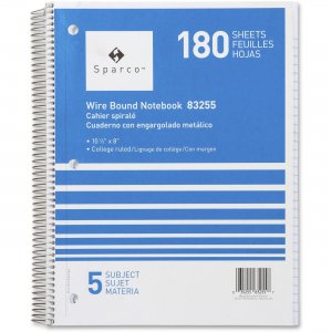 Sparco 83255 Quality Wirebound 5-Subject Notebook