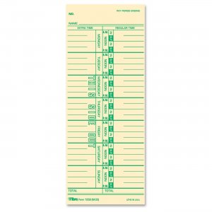 TOPS 12593 Named Days Weekly Time Card