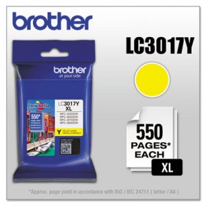 Brother BRTLC3017Y LC3017Y High-Yield Ink, 550 Page-Yield, Yellow