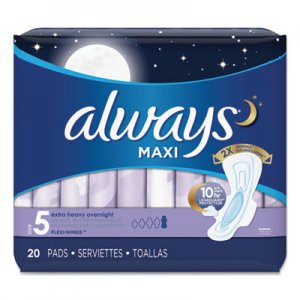 Always PGC17902PK Maxi Pads, Extra Heavy Overnight, 20/Pack