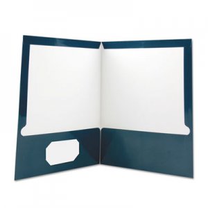 Universal UNV56418 Laminated Two-Pocket Folder, Cardboard Paper, Navy, 11 x 8 1/2, 25/Pack