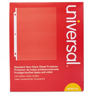 Universal UNV21121 Standard Sheet Protector, Standard, 8 1/2 x 11, Clear, Non-Glare, 100/Box