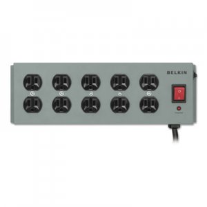 Belkin BLKF9D100015 Metal SurgeMaster Surge Protector, 10 Outlets, 15 ft Cord, 885 Joules, Dark Gray