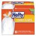 Hefty PCTE84563 Easy Flaps Trash Bags, 13 gal, 0.8 mil, 23.75" x 28", White, 80/Box