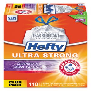 Hefty PCTE84561 Ultra Strong Scented Tall White Kitchen Bags, 13 gal, 0.9 mil, 23.75" x 24.88", White