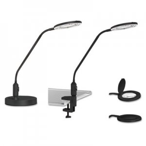 Alera ALELEDM765B LED Magnifier Lamp, Desktop or Clamp-on, 19" High, Black