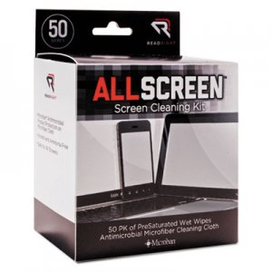 Read Right REARR15039 AllScreen Screen Cleaning Kit, 50 Wipes, 1 Microfiber Cloth