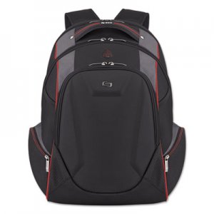 Solo USLACV7114 Launch Laptop Backpack, 17.3", 12 1/2 x 8 x 19 1/2, Black/Gray/Red