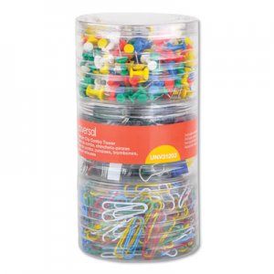 Universal UNV31203 Combo Clip Pack, 380 Paper Clips, 280 Push Pins and 46 Binder Clips