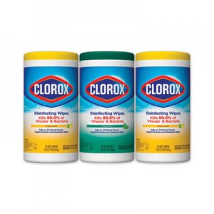 Clorox CLO30208PK Disinfecting Wipes, 7 x 8, Fresh Scent/Citrus Blend, 75/Canister, 3/Pk