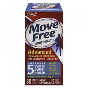 Move Free MOV97007CT Advanced Plus MSM & Vitamin D3 Joint Health Tablet, 80 Count, 12/Ctn