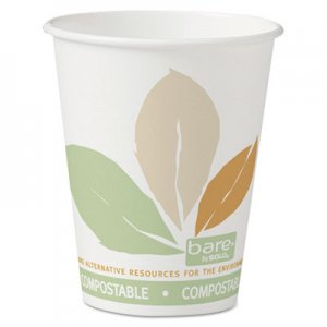 Dart SCC378PLABB Bare by Solo Eco-Forward PLA Paper Hot Cups, 8 oz, Leaf Design,50/Bag,20 Bags/Ct