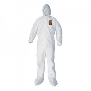 KleenGuard KCC44336 A40 Elastic-Cuff, Ankle, Hood and Boot Coveralls, White, 3X-Large, 25/Carton