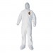KleenGuard KCC44336 A40 Elastic-Cuff, Ankle, Hood and Boot Coveralls, White, 3X-Large, 25/Carton