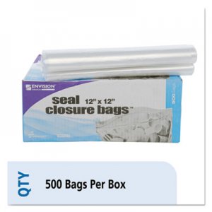Stout by Envision STOZF008C Seal Closure Bags, 2 mil, 12" x 12", Clear, 500/Carton