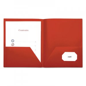 Universal UNV20543 Two-Pocket Plastic Folders, 11 x 8 1/2, Red, 10/Pack