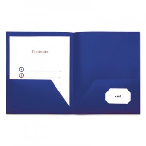 Universal UNV20541 Two-Pocket Plastic Folders, 11 x 8 1/2, Navy Blue, 10/Pack