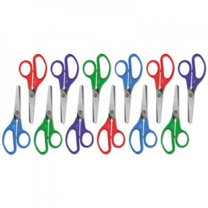 Universal UNV92023 Kids' Scissors, Rounded Tip, 5" Long, 1.75" Cut Length, Assorted Straight Handles, 12/Pack