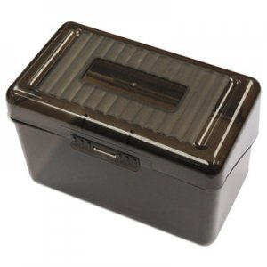 Universal UNV47287 Plastic Index Card Boxes, 4" x 6", Translucent Black