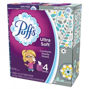 Puffs PGC35295 Ultra Soft and Strong Facial Tissue, 2-Ply, White, 56 Sheets/Box, 6/Carton