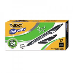 BIC BICRGLCG11BK Gel-ocity Quick Dry Retractable Gel, Black Ink, Medium, 1 Dozen