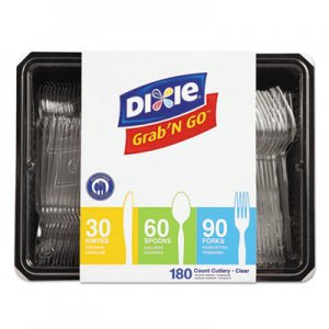 Dixie DXECH0369DX7PK Combo Pack, Tray w/ Clear Plastic Utensils, 90 Forks, 30 Knives, 60 Spoons