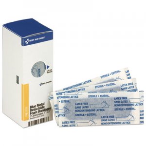 First Aid Only FAOFAE3110 Metal Detectable Adhesive Bandages, Foam, Blue, 1 x 3, 25/Box