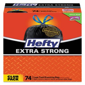 Hefty PCTE85274CT Ultra Strong Tall Kitchen and Trash Bags, 30 gal, 1.1 mil, 30" x 33", Black, 222/Carton
