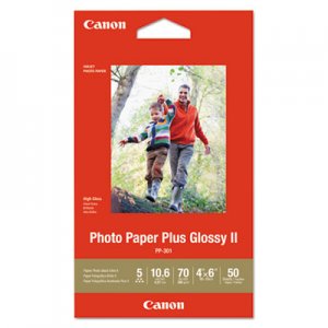 Canon CNM1432C005 Photo Paper Plus Glossy II, 70 lb, 4 x 6, White, 50 Sheets/Pack