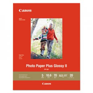 Canon CNM1432C003 Photo Paper Plus Glossy II, 70 lb, 8 1/2 x 11, White, 20 Sheets/Pack