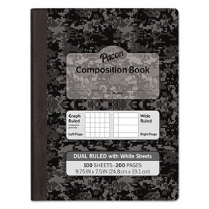 Pacon PACMMK37164 Composition Book, 7 1/2" x 9 3/4", Subject, 100 Sheets, Black