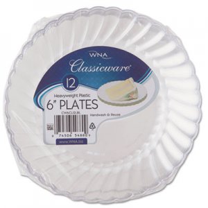 WNA WNARSCW61512 Classicware Plastic Plates, 6" Dia., Clear, 12 Plates/Pack, 15 Packs/Carton