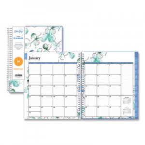 Blue Sky BLS101582 Lindley Monthly Wirebound Planner, 10 x 8, White/Blue, 2021