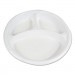 Boardwalk BWKPLTHIPS10WH3 Hi-Impact Plastic Dinnerware, Plate, 10" Dia., 3 Compartments, White, 500/Carton