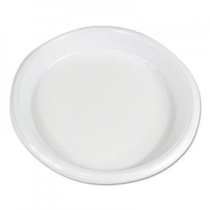 Boardwalk BWKPLHIPS10WH Hi-Impact Plastic Dinnerware, Plate, 10" Diameter, White, 500/Carton